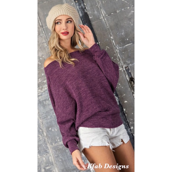 ❤️LAST 1 Plum Dolman Sleeve Super Soft Sweater Top - Picture 4 of 6